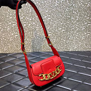 Valentino Vlogo Chain Small Calfskin Shoulder Red Bag Size 20 x 12 x 6 cm - 2