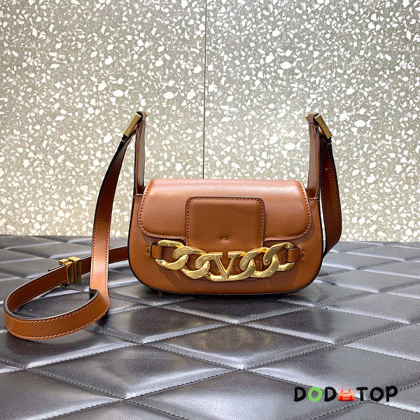 Valentino Vlogo Chain Small Calfskin Shoulder Brown Bag Size 20 x 12 x 6 cm - 1