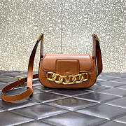 Valentino Vlogo Chain Small Calfskin Shoulder Brown Bag Size 20 x 12 x 6 cm - 1