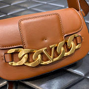 Valentino Vlogo Chain Small Calfskin Shoulder Brown Bag Size 20 x 12 x 6 cm - 5