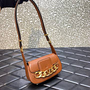 Valentino Vlogo Chain Small Calfskin Shoulder Brown Bag Size 20 x 12 x 6 cm - 2
