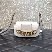 Valentino Vlogo Chain Small Calfskin Shoulder White Bag Size 20 x 12 x 6 cm - 1