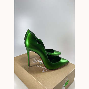 Louboutin Green Hot Chick Metallic Heels 10 cm
