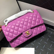 Chanel Flap Bag Lambskin In Purple Gold Hardware Size 25.5 cm - 5
