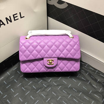 Chanel Flap Bag Caviar In Purple Gold Hardware Size 25.5 cm