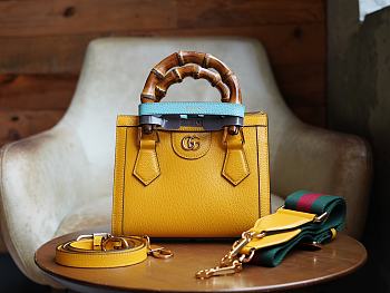 Gucci Diana Bamboo Series Mini Tote Bag Yellow Size 20 x 16 x 10 cm