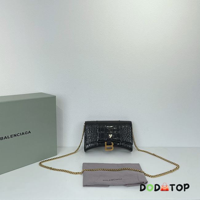 Balenciaga Hourglass Croc-Effect Leather Shoulder Bag Size 19 × 12 × 5 cm - 1
