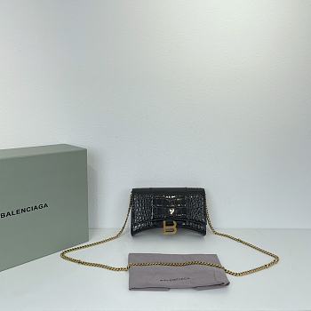 Balenciaga Hourglass Croc-Effect Leather Shoulder Bag Size 19 × 12 × 5 cm