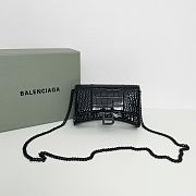 Balenciaga Hourglass Croc-Effect Leather Shoulder Bag Full Black Size 19 × 12 × 5 cm - 1
