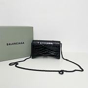 Balenciaga Hourglass Croc-Effect Leather Shoulder Bag Full Black Size 19 × 12 × 5 cm - 6