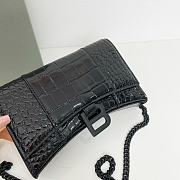 Balenciaga Hourglass Croc-Effect Leather Shoulder Bag Full Black Size 19 × 12 × 5 cm - 4