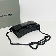 Balenciaga Hourglass Croc-Effect Leather Shoulder Bag Full Black Size 19 × 12 × 5 cm - 3