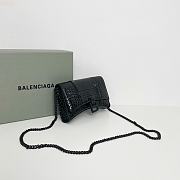 Balenciaga Hourglass Croc-Effect Leather Shoulder Bag Full Black Size 19 × 12 × 5 cm - 2