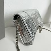 Balenciaga Hourglass Croc-Effect Leather Shoulder Bag Silver Size 19 × 12 × 5 cm - 6