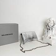 Balenciaga Hourglass Croc-Effect Leather Shoulder Bag Silver Size 19 × 12 × 5 cm - 5