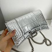 Balenciaga Hourglass Croc-Effect Leather Shoulder Bag Silver Size 19 × 12 × 5 cm - 2