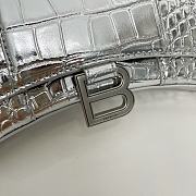 Balenciaga Hourglass Croc-Effect Leather Shoulder Bag Silver Size 19 × 12 × 5 cm - 3