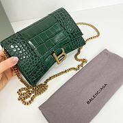 Balenciaga Hourglass Croc-Effect Leather Shoulder Bag Green Size 19 × 12 × 5 cm - 3