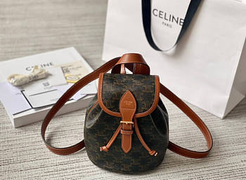 Celine Mini Backpack Folco In Triomphe Size 17 x 20 x 10 cm