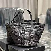 YSL Women Panier Medium Bag in Crochet Raffia Black Size 48 x 30 x 26 cm - 1
