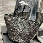 YSL Women Panier Medium Bag in Crochet Raffia Black Size 48 x 30 x 26 cm - 3