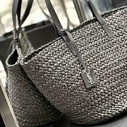 YSL Women Panier Medium Bag in Crochet Raffia Black Size 48 x 30 x 26 cm - 4