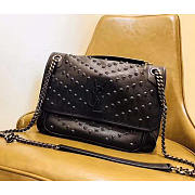 YSL Women Niki Medium Vintage Leather All Over Studs Size 27.5 x 20 x 8 cm - 1