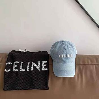 Celine Women Denim Baseball Hat-Blue