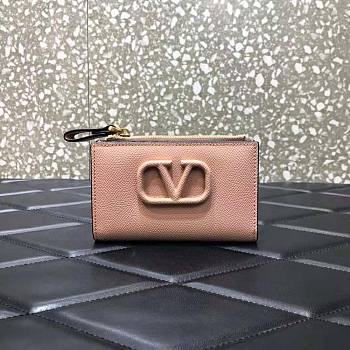 Valentino Women Gaby Small Envelope Wallet in Quilted Lambskin-Pink Size 13 x 10 x 3 cm