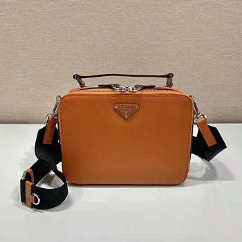 Prada Men Brique Saffiano Leather Bag-Orange Size 16 x 6 x 22 cm