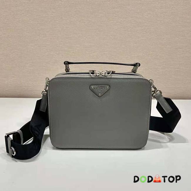 Prada Men Brique Saffiano Leather Bag-Gray Size 16 x 6 x 22 cm - 1
