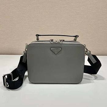 Prada Men Brique Saffiano Leather Bag-Gray Size 16 x 6 x 22 cm