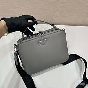 Prada Men Brique Saffiano Leather Bag-Gray Size 16 x 6 x 22 cm - 2