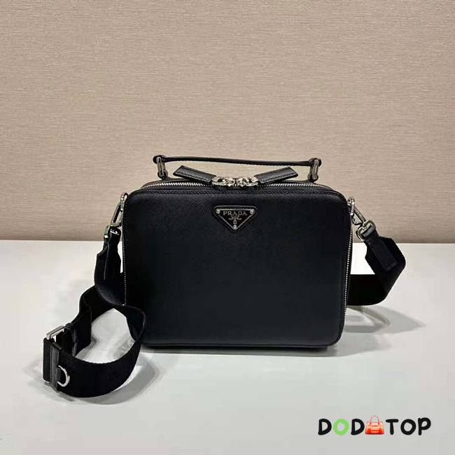 Prada Men Brique Saffiano Leather Bag-Black Size 16 x 6 x 22 cm - 1