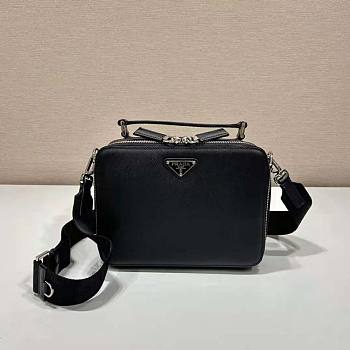 Prada Men Brique Saffiano Leather Bag-Black Size 16 x 6 x 22 cm