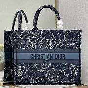 Dior Large Book Tote Blue Dior Roses Embroidery Size 42 x 35 x 18.5 cm - 1