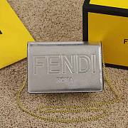 Fendi Wallet On Chain Silver Laminated Leather Size 20.5 cm - 1