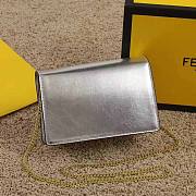 Fendi Wallet On Chain Silver Laminated Leather Size 20.5 cm - 2