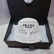 Prada Women Raffia Bucket Hat-Black/White/Beige - 2