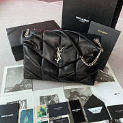 YSL Puffer Medium Chain Bag Silver Hardware Size 35 x 23 x 13.5 cm - 1