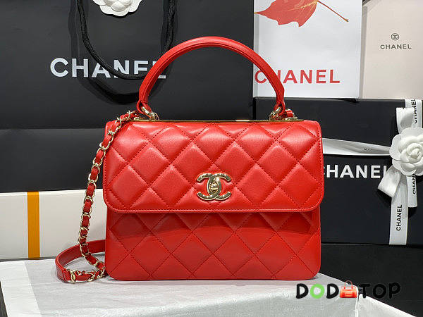 Chanel Trendy CC Handbag Red In Gold Hardware Size 25 x 12 x 17 cm - 1