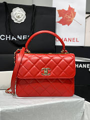 Chanel Trendy CC Handbag Red In Gold Hardware Size 25 x 12 x 17 cm - 2