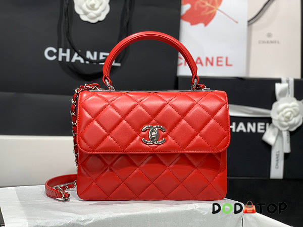 Chanel Trendy CC Handbag Red In Silver Hardware Size 25 x 12 x 17 cm - 1