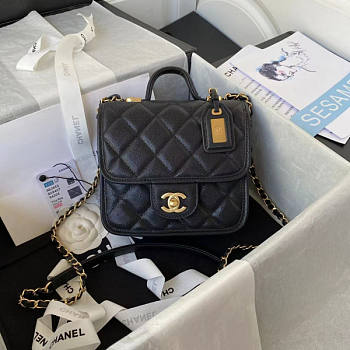 Chanel Small Flap Bag With Top Handle Black Size 17 x 20.5 x 6 cm
