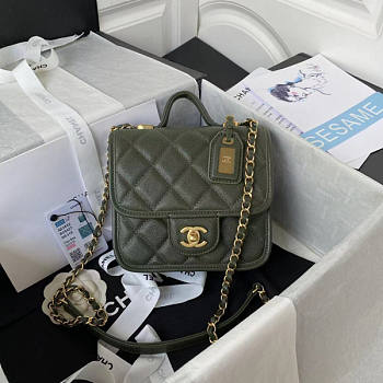 Chanel Small Flap Bag With Top Handle Green Size 17 x 20.5 x 6 cm