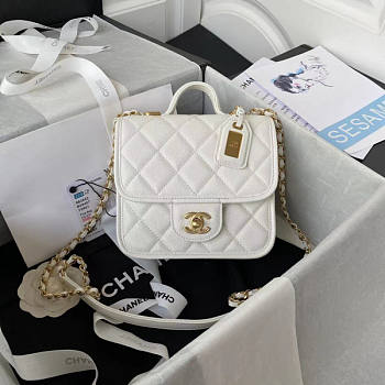 Chanel Small Flap Bag With Top Handle White Size 17 x 20.5 x 6 cm