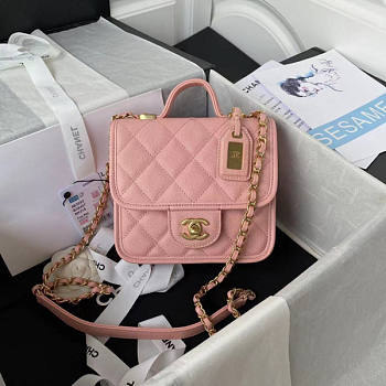 Chanel Small Flap Bag With Top Handle Pink Size 17 x 20.5 x 6 cm