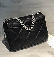 Chanel 19 Silver Buckle Flap Bag Black Size 36 cm - 5