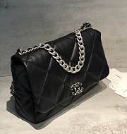 Chanel 19 Silver Buckle Flap Bag Black Size 36 cm - 4