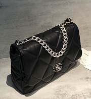 Chanel 19 Silver Buckle Flap Bag Black Size 36 cm - 3